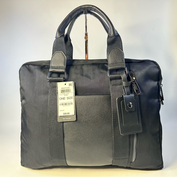 NWT Men’s Alfani Black Canvas  Briefcase - Picture 1 of 13